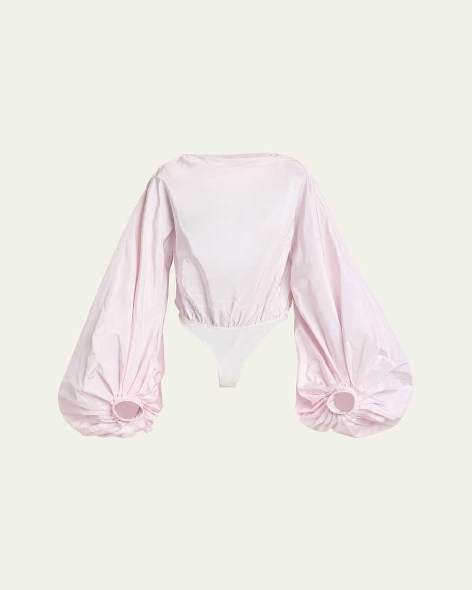 Puff-Sleeve Backless Bodysuit